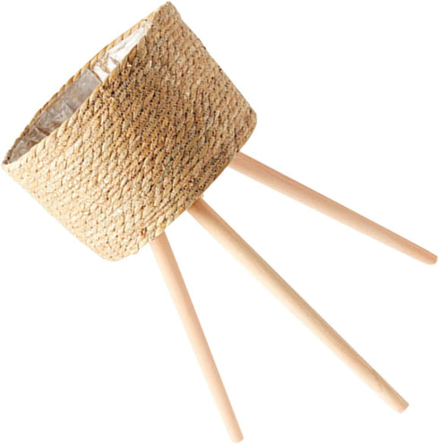 Floor Planter Stand Wicker Plant Stand Footed Wicker Baskets Flower Pot Base Floor Plant Stand Flower Pot Riser Holder Plant Flower Stool Stand Ha...