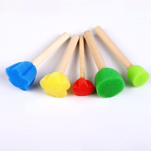 15 Pcs Foam Sponge Brushes Round Flower Foam Brushes Paint Sponge Brush Sponge Painting Tools Assorted Size Foam Brushes with Wooden Handle for Ki...