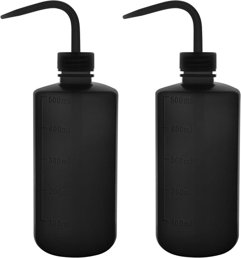 stonylab LDPE Chemical Wash Bottle, 2-Pack Watering Tool Safety Black Plastic Squeeze Bottle Lab Rinse Bottle with Scale Labels and Narrow Mouth S...