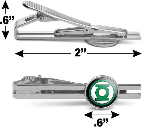 Green Lantern Logo Round Tie Bar Clip Clasp Tack Silver Color Plated...