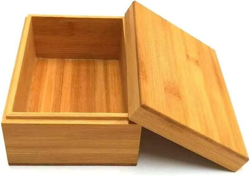 Zhou Bamboo Natural Storage Box with Cover - Unpainted Wooden Gift Box (6.3x4.72x2.76 inch)...