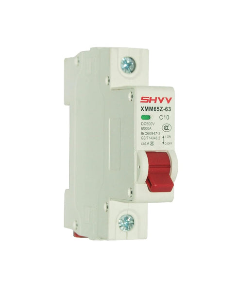 DC Miniature Circuit Breaker 10A 500V 1 Pole, DIN Rail Mount for Battery and Solar System, Red...