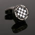 Classic Square Cufflinks for Men, Plaid Cufflinks, Black White Round Cuff Links, Checkered Cufflinks French Cufflinks, Brass Rivets for Tuxedo and...