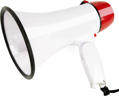 MyMealivos Portable Megaphone Bullhorn 20 Watt Power Megaphone Speaker Voice and Siren/Alarm Modes with Volume Control and Strap (White&Red)...