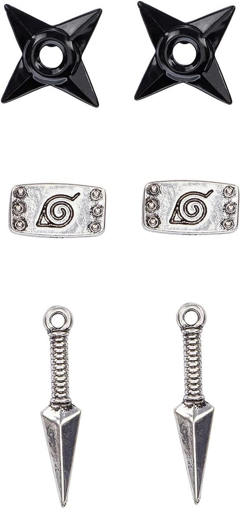 Naruto Shippuden Character And Icons 6 Pack Costume Jewelry Stud Earrings Set...
