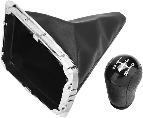 Gear Stick Shift Knob?5 Speed Gear Stick Shift Knob and Gaiter Boot Cover for MK2 2004 to 2008,Artificial Leather and Plastic,Black...