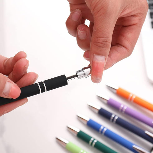 Ballpoint Pen with Stylus Tip, Soft Touch Click Pen, 2 in 1 Metal Pens, Medium Point(Black refills - 20 pcs)…......