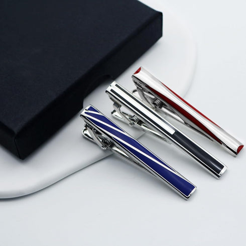 3PCS Wedding Tie Clips For Men Black Blue Red Enamel Tie clips,Cool Gifts For Men...