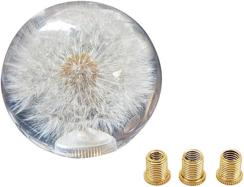 Gear Shift Knob Crystal Ball with Dandelions Flowers Car Shift Knobs Gear Shifter Knob with 3 Adapters fit for Most Manual Transmission or Automat...