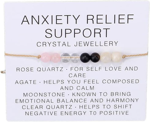 COLORFUL BLING Natural Healing Stone Quartz Crystal Bead Bracelet with Meaningful Card for Women Men Spiritual Anxiety Reiki Chakra Bracelets Prot...