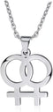 Gay & Lesbian LGBT Pride Stainless Steel Pendant Necklace Couple...
