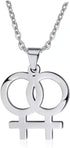 Gay & Lesbian LGBT Pride Stainless Steel Pendant Necklace Couple...