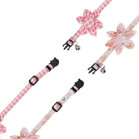 Cat Collar Breakaway with Cute Sunflower and Bell Plaid Flower for Kitty Adjustable Safety...