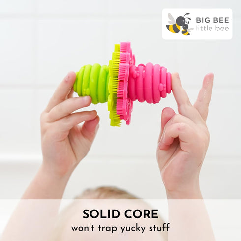 Big Bee, Little Bee - Kids Original ScrubBEE, 100% Silicone Childrens Bath Scrubber, Promotes Effective Independent Hand & Body Washing, As Seen o...