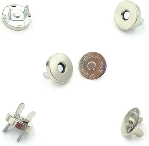 50 Sets Silver Tone Magnetic Purse Snap Clasps Button/Great for Closure Purse Handbag Clothes Sewing Craft No Tools Required 14mm...
