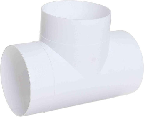 4 Inch Diameter T Joint 3 Way - Duct Splitter for Exhaust Fan Dryer - 3 Way Duct Hose Connector (4'' inch, White)
