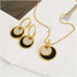 CLASSYZINT Gold And Black Jewelry Sets For Women CZ Stone Black Epoxy Round Disc Pendant Necklace And Hoop Earrings Gold Jewelry Set...