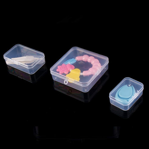 18 Pcs (3 sizes) Rectangle Mini Clear Plastic Storage Containers Box Case with lid for Items,Pills,Herbs,Baby products, Bead, Jewelry, and Other S...