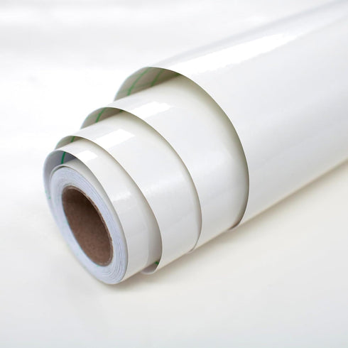 Glossy White Contact Paper Cream White Wallpaper Peel and Stick 15.8inch x 78.7inch Cream White Contact Paper for Countertops Peel and Stick Water...
