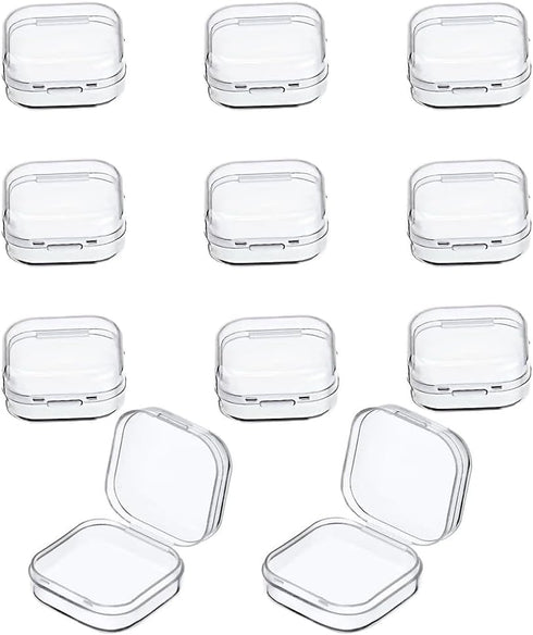 10 Pcs Mini Clear Plastic Box 1.8 mm Thicken Square Jewelry Earplug Pill Storage Box Case Container with Lid for Bead Makeup Craft Project...
