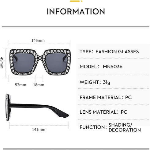 Oversized Crystal Sunglasses for Women Square Thick Frame Bling Rhinestone Elton John Sparkling Glasses...