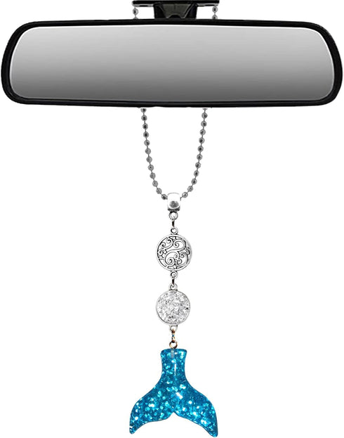 Handmade Bling Mermaid Mirror Car Charm Hanger Dream Catcher Ornament (Aqua)...