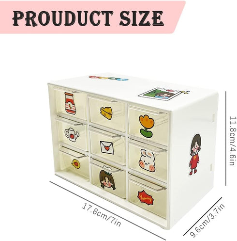 9 Mini Drawer Sticker Storage Organizer, Desk Craft Organizer with Drawers, Small Desktop Drawer Storage Organizer Removable, Plastic Organizer Bo...