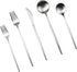 Silver Flatware, Royal 5 Piece Luxury Matte Finish 18/10 Stainless Steel Tableware Sets for 1 Including Forks Spoons Knives, Camping Silverware Tr...
