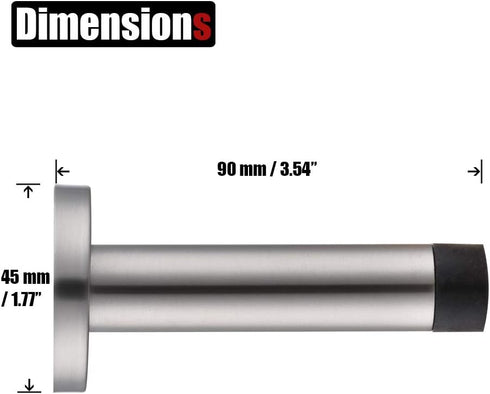 JQK Door Stopper, 304 Stainless Steel Thicken 1mm Sound Dampening Door Stop Bumper Wall Protetor 1 Pack, Brushed, DSB5-WN...
