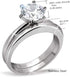 MABELLA His Hers Stainless Steel Men's Band Women Cubic Zirconia Round Cut Wedding Engagement Ring Set...
