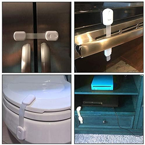 Child Proof Cabinet Locks - Cabinet Locks Baby Proofing with 3M Adhesives for Refrigerator, Oven, Cupboards, Toilet Seat - Adjustable,Easy Install...