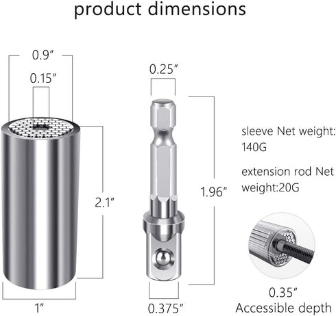 Super Universal Socket Tools Gifts for Men, Grip Socket Set Fits Standard 1/4'' - 3/4'', 7mm-19mm Universal Socket Wrench Tool Sets with Power Dri...