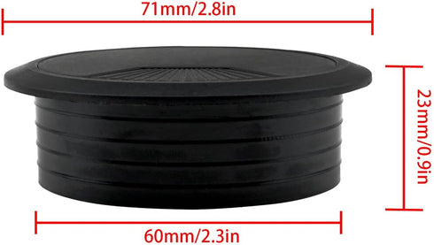 Lovelysp 2-3/8 inch Table Wire Cable Ring Hole Cover for Office PC Desk Cable Cord Organizer Plastic Cover (Open Hole 60mm Wire Box Black)-4PCS...