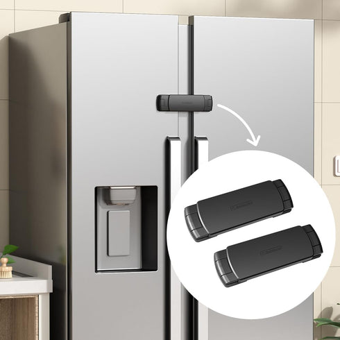 EUDEMON 2 Pack Latest French Fridge Lock French Door Refrigerator/Freezer Lock Apply to Max 3.54"(90mm) Two Door Gap Distance for Kids & Babies,Ea...