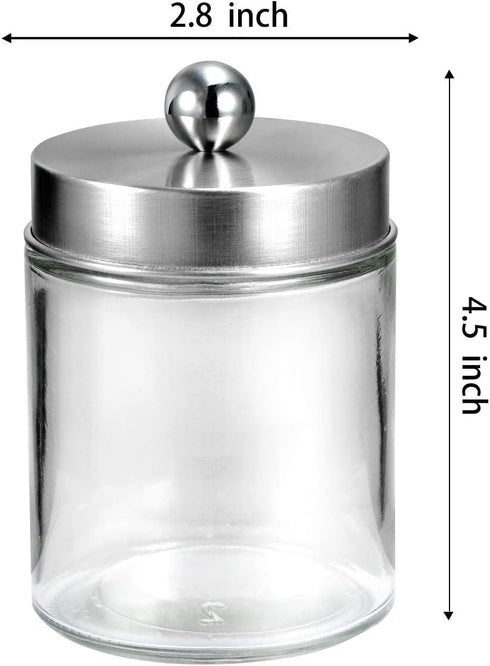 Amolliar Apothecary Jars Bathroom Vanity Organizer -Countertop Canister Jar with Storage Lid - Qtip Dispenser Holder Glass for Qtips,Cotton Swabs,...