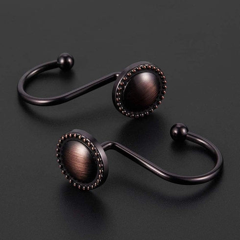 Rustproof Antique Decorative Shower Curtain Hooks, 12pcs Oil Rubbed Bronze Shower Curtain Ring Holders for Bathroom Shower Rods Curtains Home...
