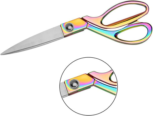 Rainbow Sewing Scissors Holographic Metallic Craft Tailor Scissors 9 Inch Heavy Duty Steel Professional Fabric Shears for Costume Designer Dressma...