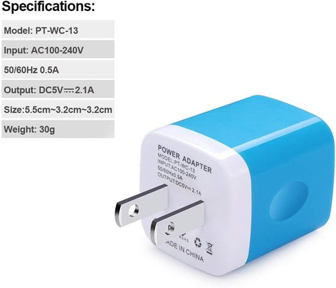 Wall Charger, Sicodo 3-Pack Dual Port USB Home Travel Wall Charger Plug Compatible with iPhone 15,14,13,12, SE,11, X Pro Max, Plus, Mini, Samsung ...