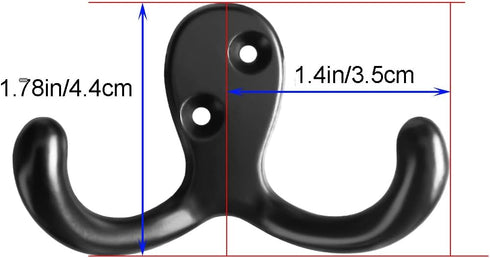 Coat Hooks Hardware, 10Pcs Wall Hooks Heavy Duty Hooks for Hanging Coats No Rust Double Robe Hook Wall Mounted for Key Towel Bags Cup Hat (Black)...