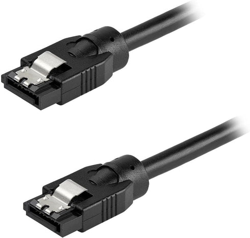 StarTech.com 24 Inch (60cm) Round SATA Cable - Latching Connectors - 6Gbs SATA Data Cord - SATA Hard Drive Power Cable - Black (SATRD60CM)...