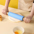 Silicone Rolling Pin Non Stick Surface Wooden Handle (Blue)...