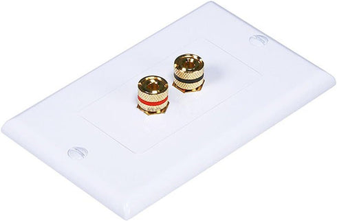 iMBAPrice (5 Pack) Premium 2 Connector Banana Wall Plate - Banana Plug Binding Post Wall Plate for Speakers white...