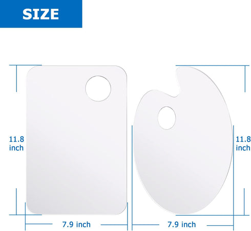 Tamaki 2 Pack 11.8 x 7.9 Inch Acrylic Paint Palette with Thumb Hole Clear Paint Pallet, Easy Clean Non-Stick Artist Pallet for Oil Watercolor Craf...