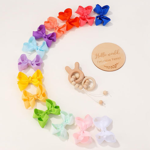 58pcs 3 Inches Grosgrain Ribbon Pinwheel Hair Bows Alligator Clips Hair Barrettes Accessories for Baby Girls Kids Toddlers Teens 29 Colors in Pair...