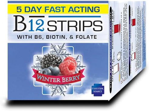 Vitamin B12 Strips - Energy Supplement with 2000mcg of Methylcobalamin, B6, Folate & Biotin - Support Nerve & Brain Health, Stress Relief, Sleep -...