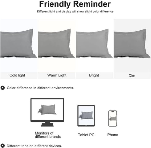 uxcell Pillow Shams 2 Pack Soft Brushed Microfiber Pillowcases Weave for 90 GSM Ployester, Wrinkle, Fade, Boudoir(12"x16") Grey...