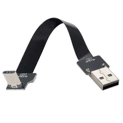 chenyang USB C Flat Cable USB 2.0 Male to USB C Male 90 Degree UP Angled Data Transfer Charging Ribbon Flex Extension Cable Adapter 0.2M...