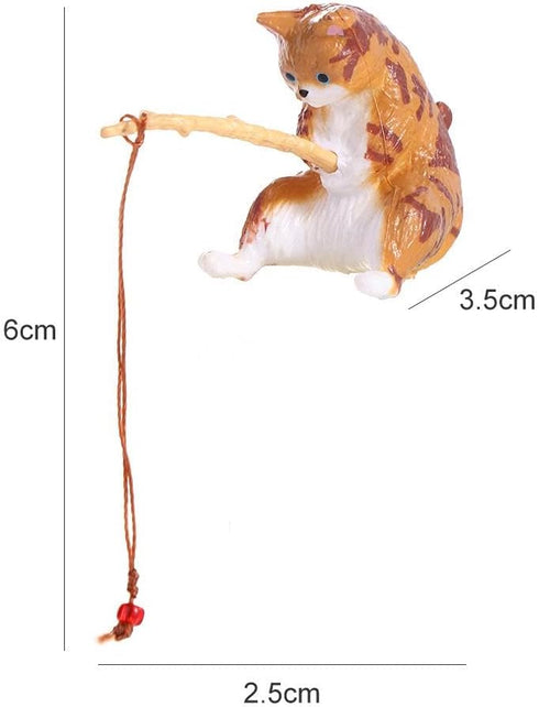 Cat Fishing Figurine Mini Cute Cat Statue Decor Mini Cat Fishing Fish Tank Ornaments Aquarium Miniature Figurines Animal Statues Ornaments for Hom...