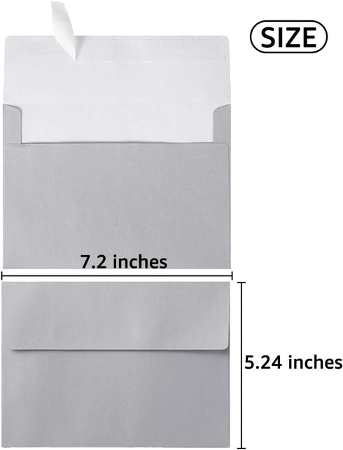 50 Pieces Metallic Color Self Seal Envelopes for Greeting Cards, Invitations, Postcards (Silver, 5x7)...