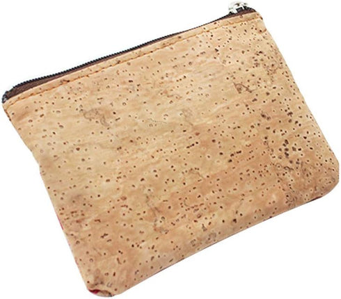 Eco-friendly Natural Cork Coin Purse, Boshiho Mini Coin Change Wallet Credit Card Holder Zipper Pouch Vegan Wallet with Key Ring Keychain (Multi F...